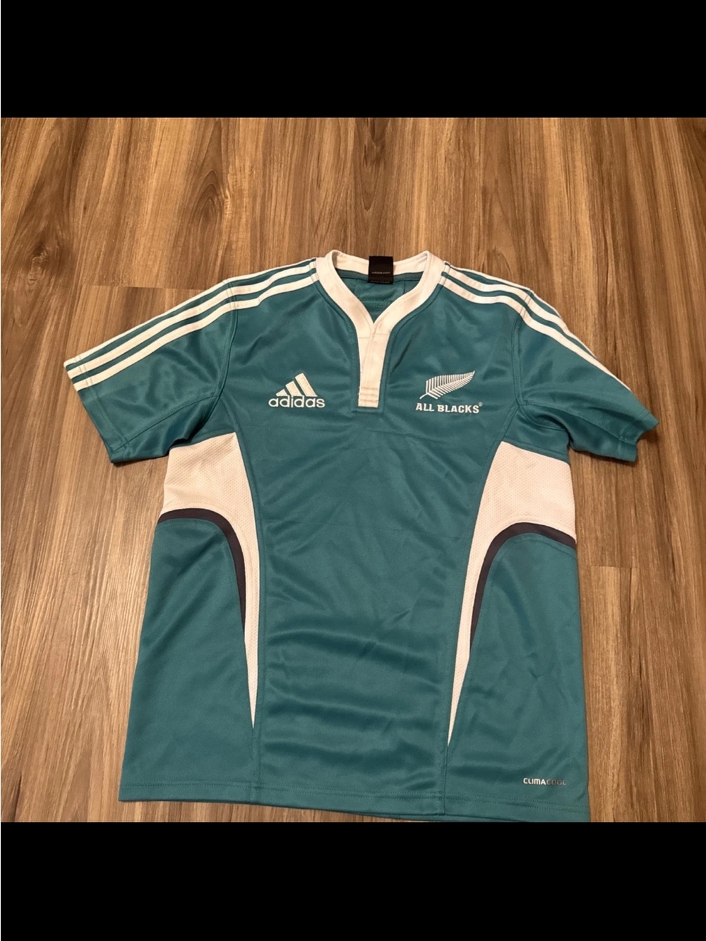 Vintage New Zealand Adidas All Blacks Teal Rugby Shirt